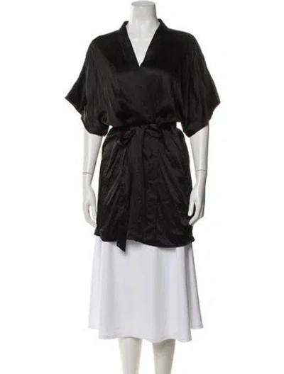 Pre-owned Fleur Du Mal Silk Robe In Black