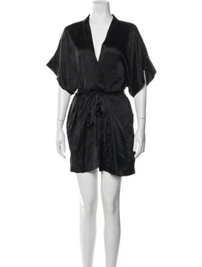 Pre-owned Fleur Du Mal Silk Robe In Black