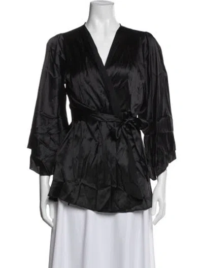 Pre-owned Fleur Du Mal Silk Robe In Black