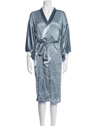 Pre-owned Fleur Du Mal Silk Robe In Blue