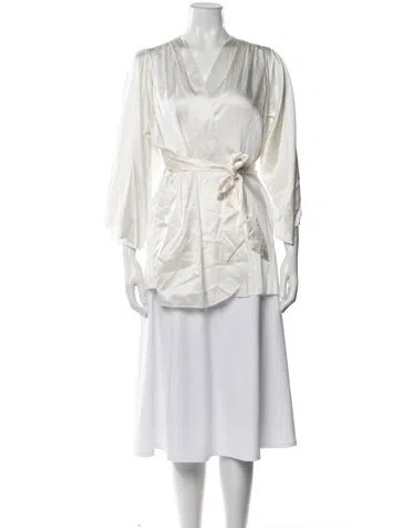 Pre-owned Fleur Du Mal Silk Robe W/ Tags In Neutral