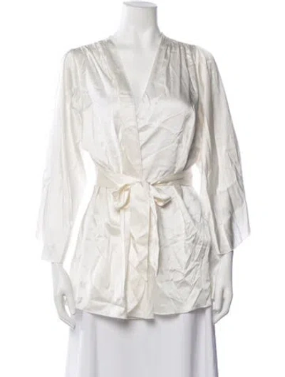 Pre-owned Fleur Du Mal Silk Robe In White
