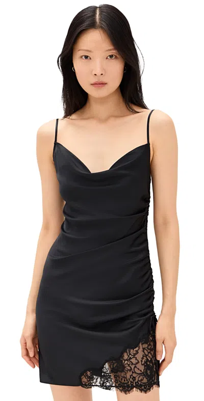 FLEUR DU MAL SILK RUCHED DRESS BLACK