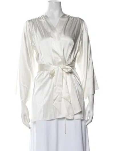 Pre-owned Fleur Du Mal Silk Ruffle Embellishment Robe W/ Tags In Neutrals