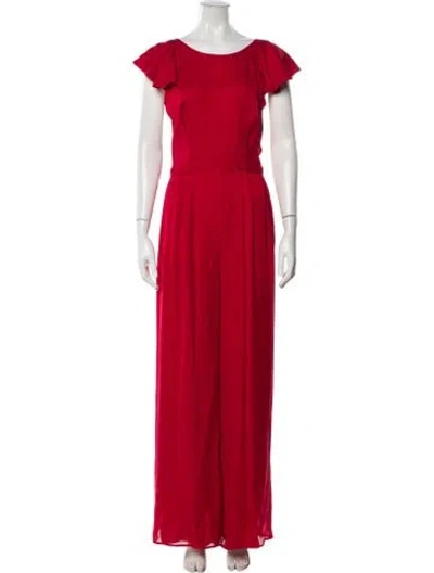 Pre-owned Fleur Du Mal Silk Scoop Neck Jumpsuit In Red