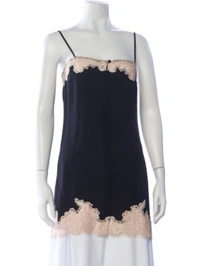 Pre-owned Fleur Du Mal Silk Scoop Neck Top In Blue