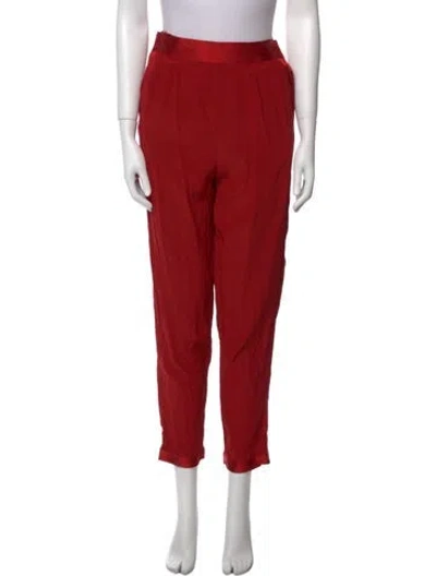 Pre-owned Fleur Du Mal Silk Skinny Leg Pants In Red
