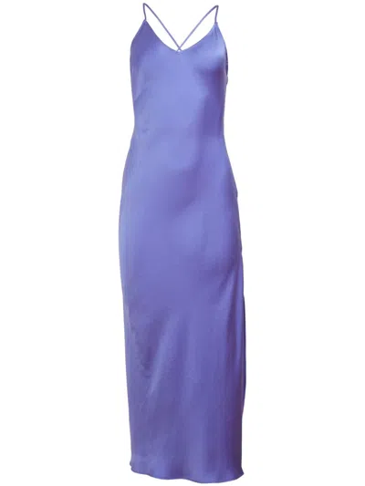 Fleur Du Mal Silk Slip Dress In Blue