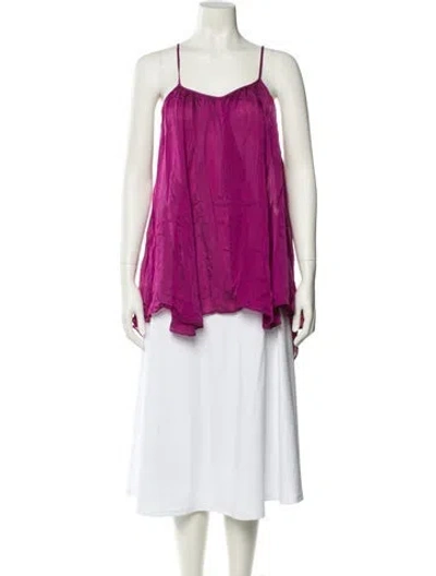 Pre-owned Fleur Du Mal Silk Square Neckline Blouse In Purple