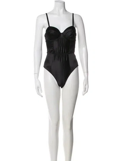 Pre-owned Fleur Du Mal Silk Square Neckline Bodysuit W/ Tags In White