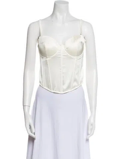 Pre-owned Fleur Du Mal Silk Square Neckline Crop Top In Blue