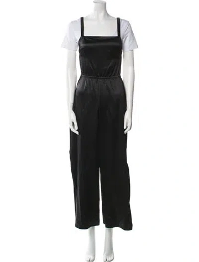 Pre-owned Fleur Du Mal Silk Square Neckline Jumpsuit In Black