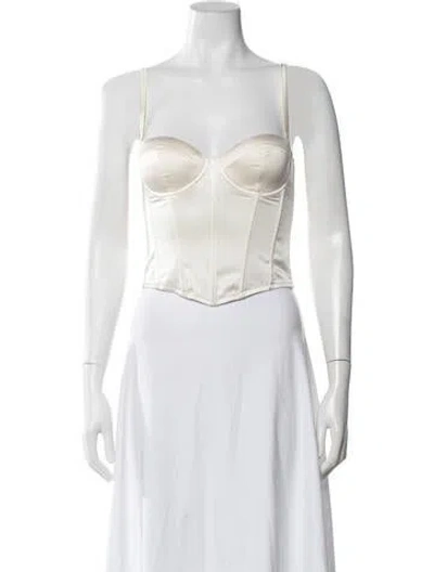 Pre-owned Fleur Du Mal Silk Square Neckline Top In Blue