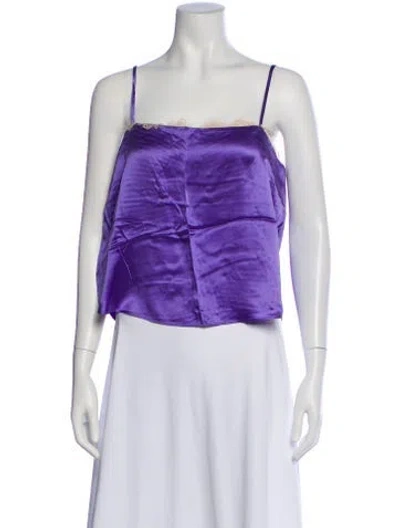 Pre-owned Fleur Du Mal Silk Square Neckline Top In Purple