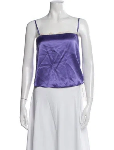 Pre-owned Fleur Du Mal Silk Square Neckline Top In Purple