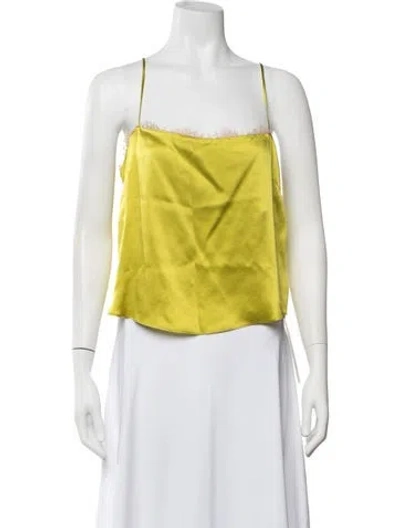 Pre-owned Fleur Du Mal Silk Square Neckline Top In Yellow