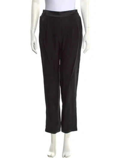 Pre-owned Fleur Du Mal Silk Straight Leg Pants In Black
