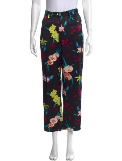 Pre-owned Fleur Du Mal Silk Straight Leg Pants In Black