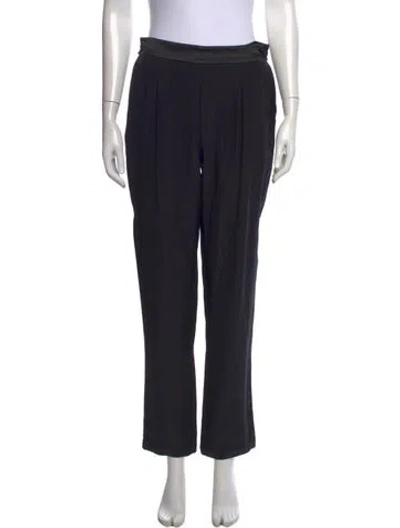 Pre-owned Fleur Du Mal Silk Straight Leg Pants In Black
