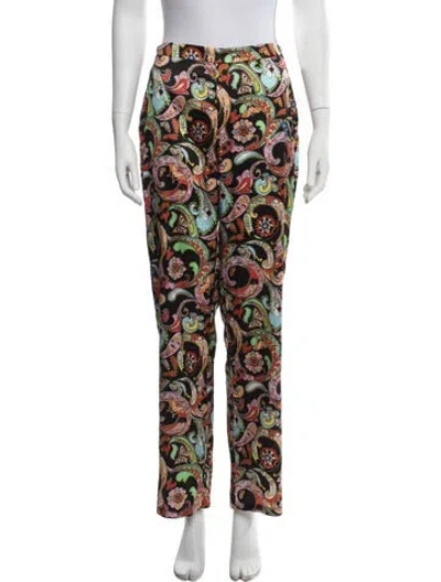 Pre-owned Fleur Du Mal Silk Straight Leg Pants In Black