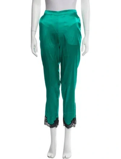 Pre-owned Fleur Du Mal Silk Straight Leg Pants In Blue