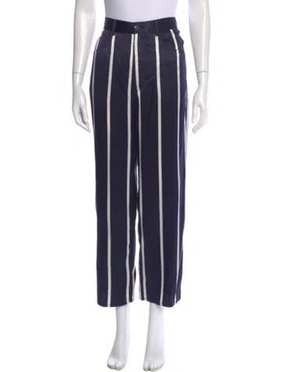 Pre-owned Fleur Du Mal Silk Straight Leg Pants In Blue