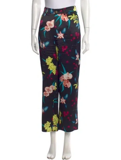Pre-owned Fleur Du Mal Silk Straight Leg Pants In Blue