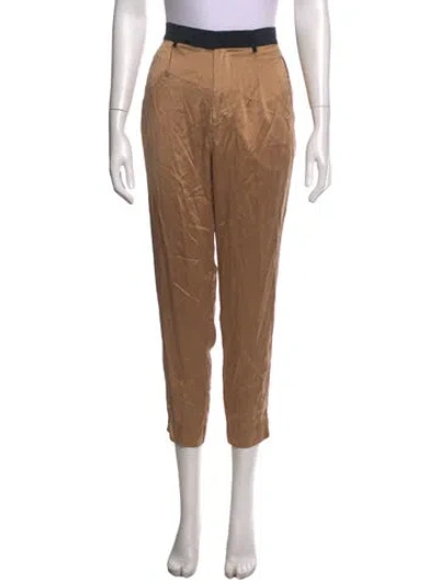 Pre-owned Fleur Du Mal Silk Straight Leg Pants In Brown