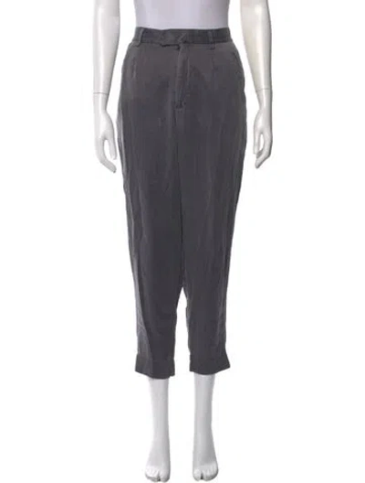 Pre-owned Fleur Du Mal Silk Straight Leg Pants In Gray