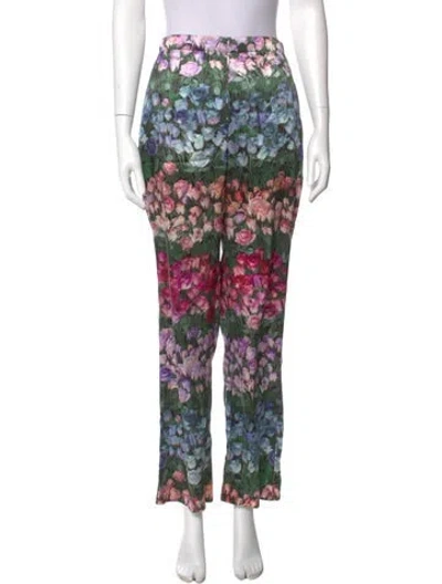 Pre-owned Fleur Du Mal Silk Straight Leg Pants In Green