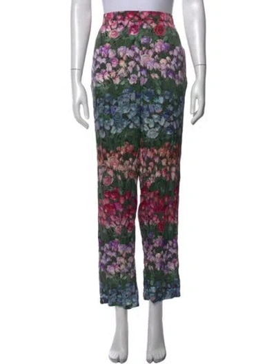 Pre-owned Fleur Du Mal Silk Straight Leg Pants In Green