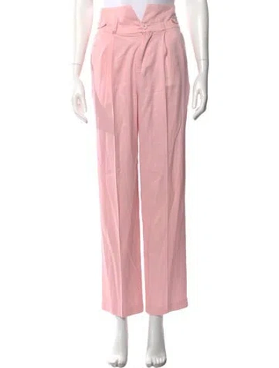 Pre-owned Fleur Du Mal Silk Straight Leg Pants In Pink
