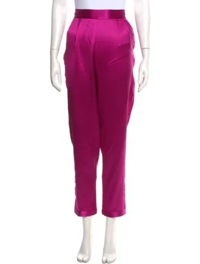 Pre-owned Fleur Du Mal Silk Straight Leg Pants In Purple