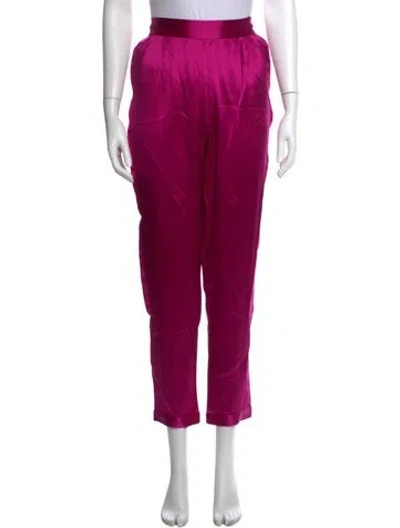 Pre-owned Fleur Du Mal Silk Straight Leg Pants In Purple