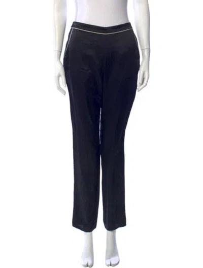 Pre-owned Fleur Du Mal Silk Straight Leg Pants W/ Tags In Black