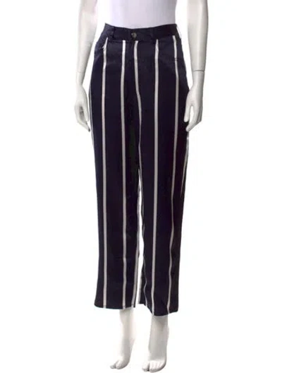 Pre-owned Fleur Du Mal Silk Straight Leg Pants W/ Tags In Blue