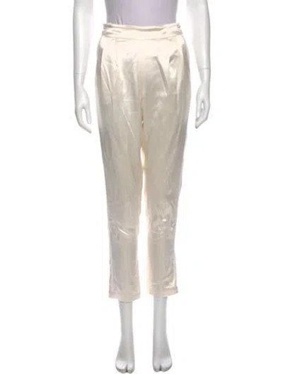 Pre-owned Fleur Du Mal Silk Straight Leg Pants In White