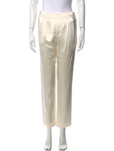Pre-owned Fleur Du Mal Silk Straight Leg Pants In White
