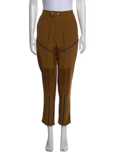 Pre-owned Fleur Du Mal Silk Straight Leg Pants In Yellow
