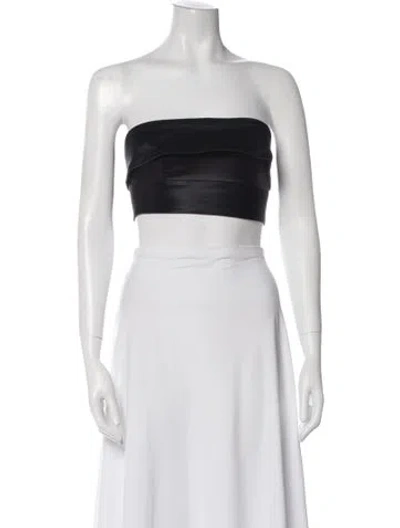 Pre-owned Fleur Du Mal Silk Strapless Crop Top W/ Tags In Blue