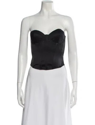 Pre-owned Fleur Du Mal Silk Strapless Top In Black