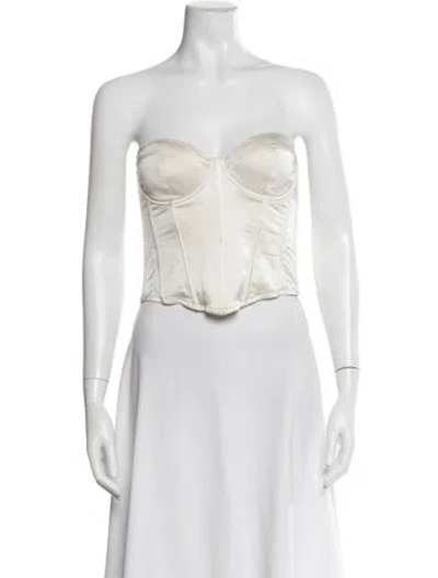 Pre-owned Fleur Du Mal Silk Strapless Top In Neutral