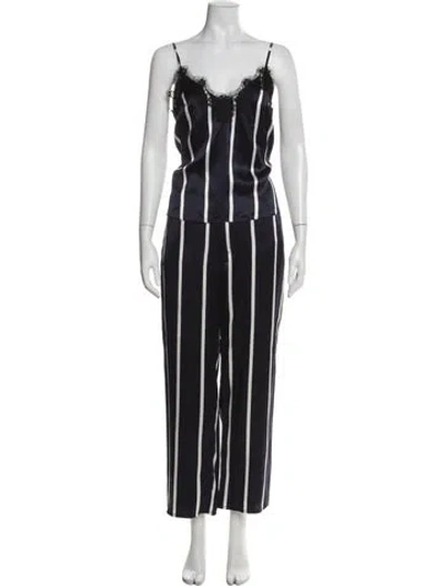 Pre-owned Fleur Du Mal Silk Striped Pant Set In Gray