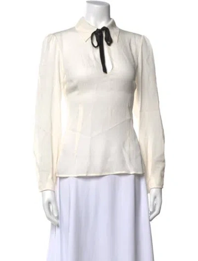 Pre-owned Fleur Du Mal Silk Tie Neck Blouse W/ Tags In Neutrals