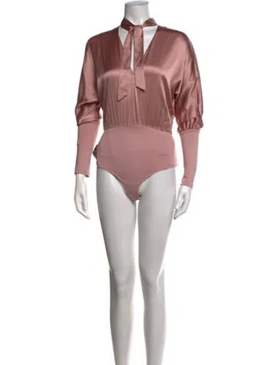 Pre-owned Fleur Du Mal Silk Tie Neck Bodysuit W/ Tags In Pink
