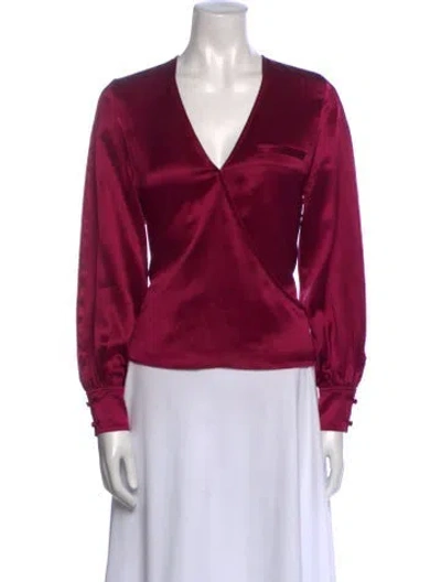 Pre-owned Fleur Du Mal Silk V-neck Blouse In Pink