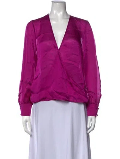 Pre-owned Fleur Du Mal Silk V-neck Blouse In Purple