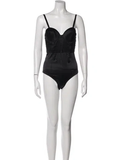 Pre-owned Fleur Du Mal Silk V-neck Bodysuit In White