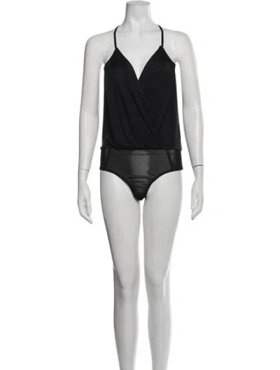 Pre-owned Fleur Du Mal Silk V-neck Bodysuit In White