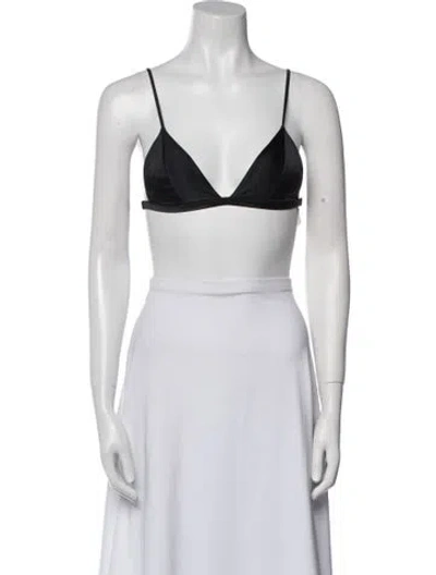 Pre-owned Fleur Du Mal Silk V-neck Crop Top In Black